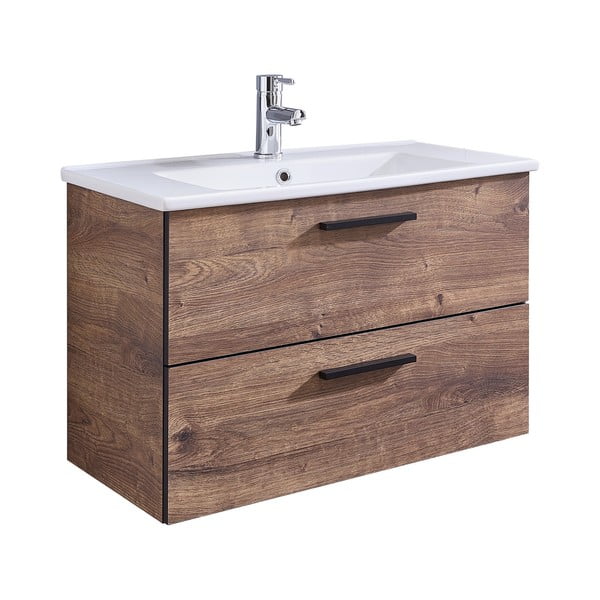 Hnědá závěsná skříňka v dekoru dubu bez umyvadla 71x51 cm Set 374 - Pelipal-image-2