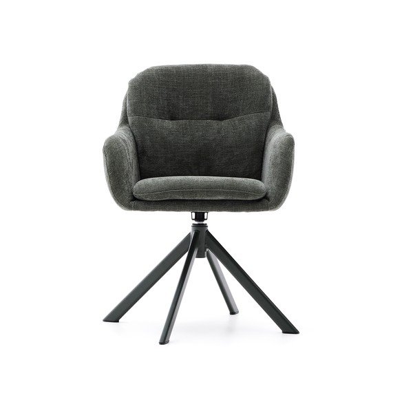 Tmavě zelené čalouněné jídelní křeslo s područkami Lexa – Kave Home-image-3