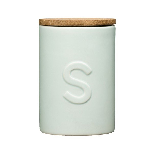 Světle modrá dóza na cukr s bambusovým víkem Premier Housewares Fenwick