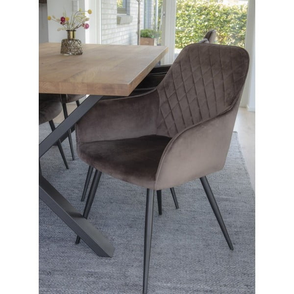 Světle hnědá čalouněná jídelní křesla v sadě 2 ks s područkami Harbo – House Nordic-image-1