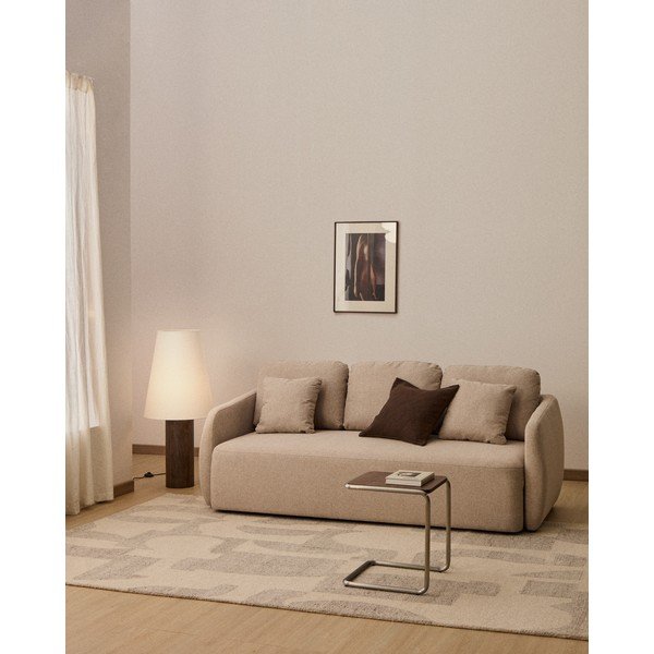 Béžová žinylková rozkládací pohovka 218 cm Laira – Kave Home-image-1