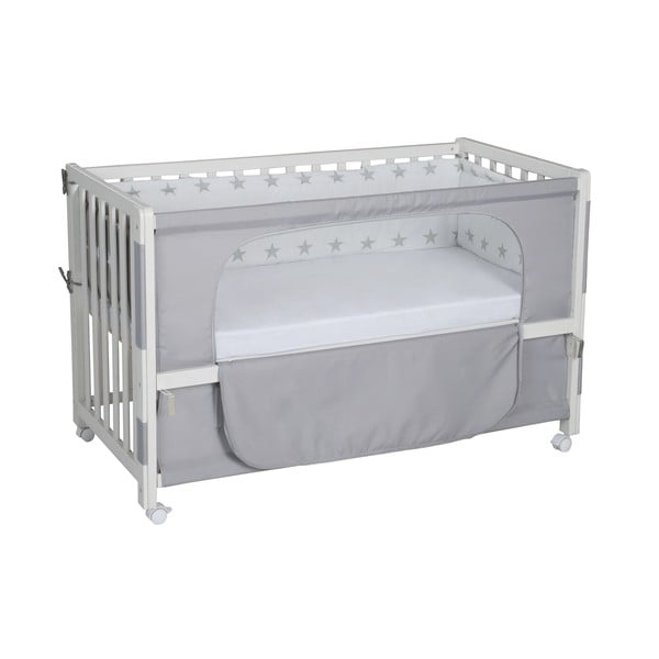 Bílá postýlka na kolečkách s nebesy 60x120 cm Little stars – Roba-image-2