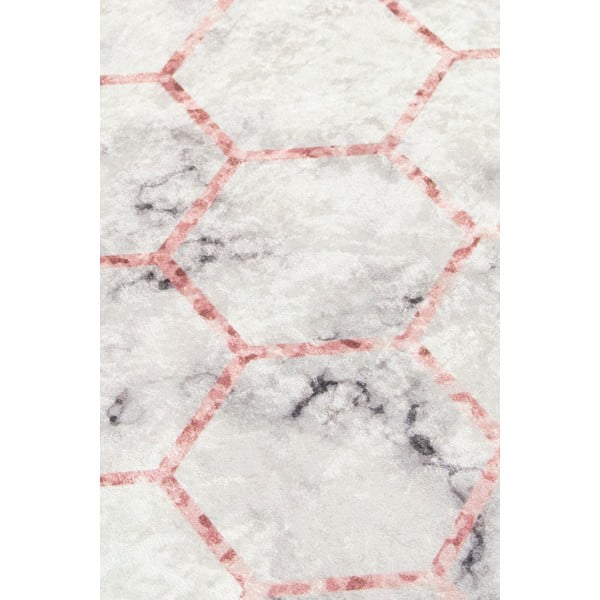 Bílá/šedá koupelnová předložka 60x40 cm Honeycomb - Foutastic-image-3