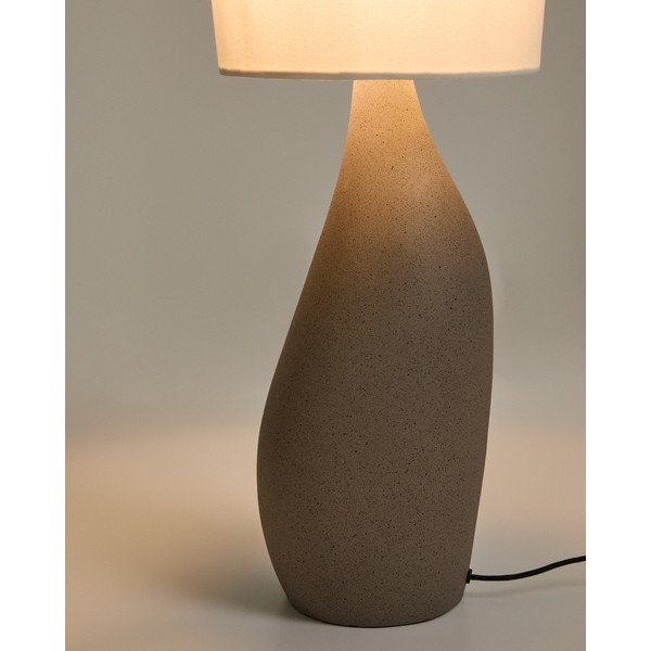 Bílá/světle šedá stolní lampa s textilním stínidlem (výška 77 cm) Viona – Kave Home-image-4