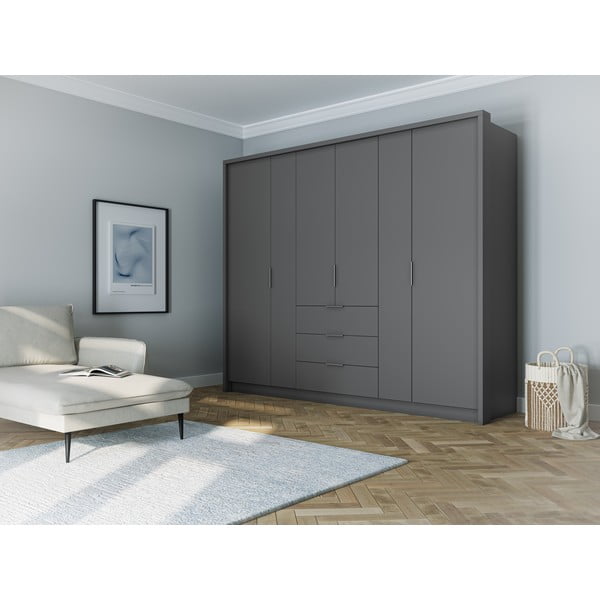Šedá šatní skříň 255x217 cm Wells - Cosmopolitan Design-image-1