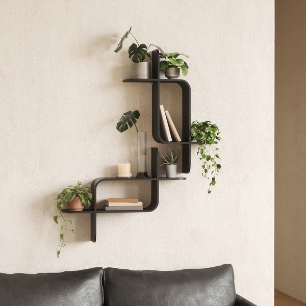 Černá patrová police z kaučukového dřeva 62 cm Montage – Umbra-image-3