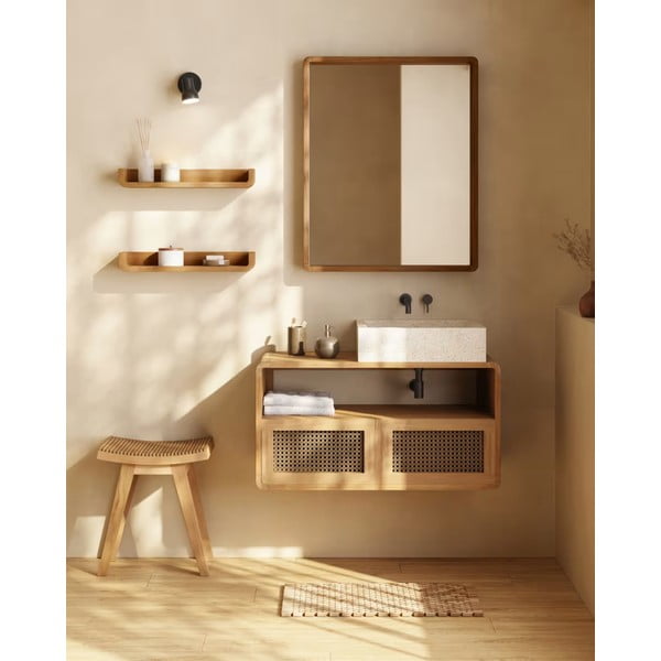 Sada 2 nástěnných polic z teakového dřeva Kave Home Shamel-image-1