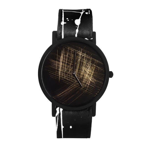 Unisex hodinky s černobílým řemínkem South Lane Stockholm Avant Gold Scratch 