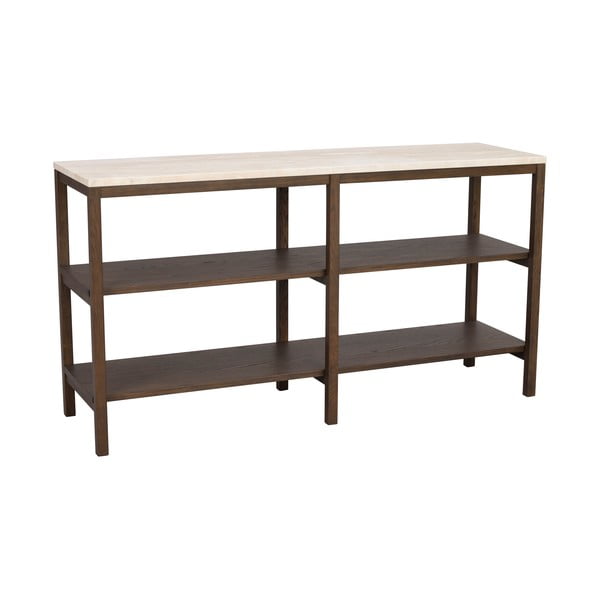 Hnědo-béžový konzolový stolek s deskou z kamene 140x40 cm Orwel - Rowico-image-3