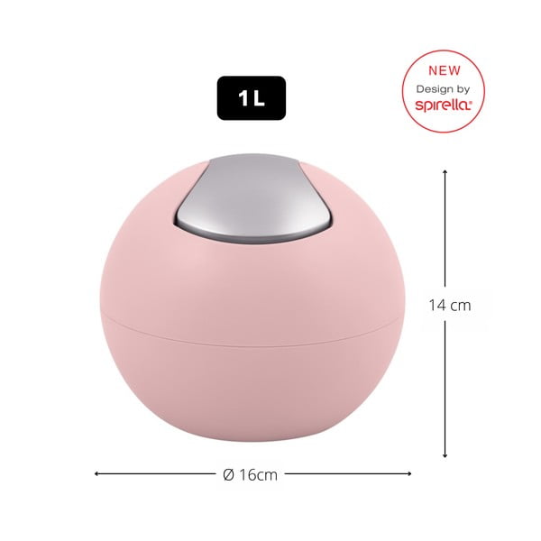 Růžový plastový odpadkový koš 1 l   Bowl Matt – Spirella-image-1