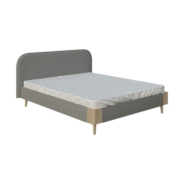 Šedá dvoulůžková postel ProSpánek Lagom Plain Soft, 160 x 200 cm