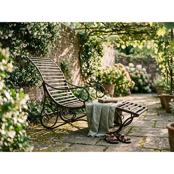 Tmavě hnědé kovové zahradní lehátko Kuwa – Garden Pleasure-image-1