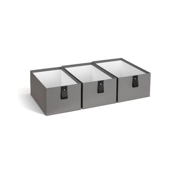 Šedé kartonové úložné boxy v sadě 3 ks 20,5x29,5x14,5 cm Aston Paper Laminate – Bigso