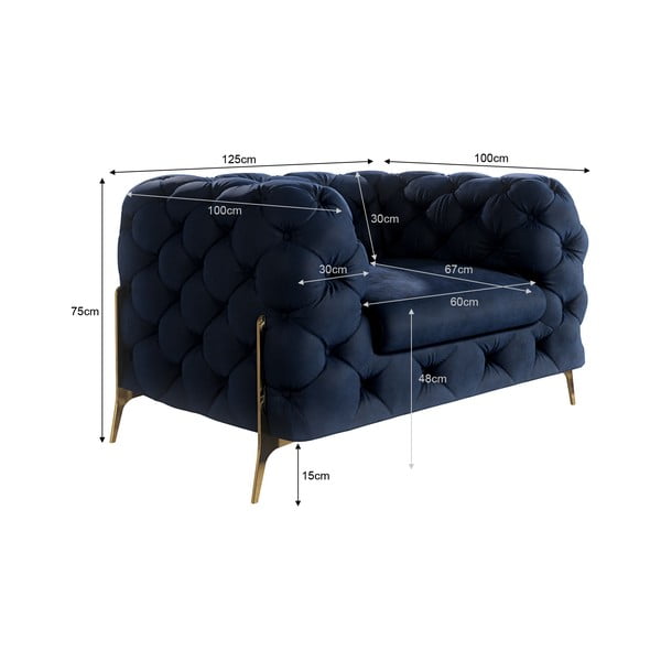 Tmavě modré sametové křeslo Chelsea Bis – Ropez-image-4