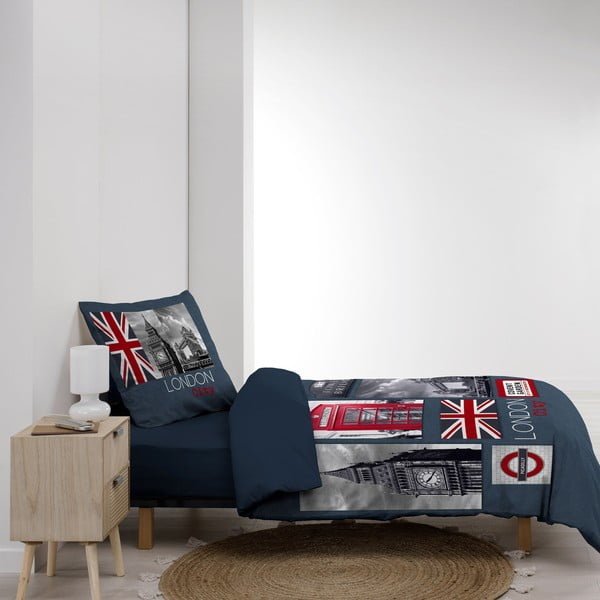 Tmavě modré bavlněné povlečení na jednolůžko 140x200 cm City London – douceur d'intérieur-image-4
