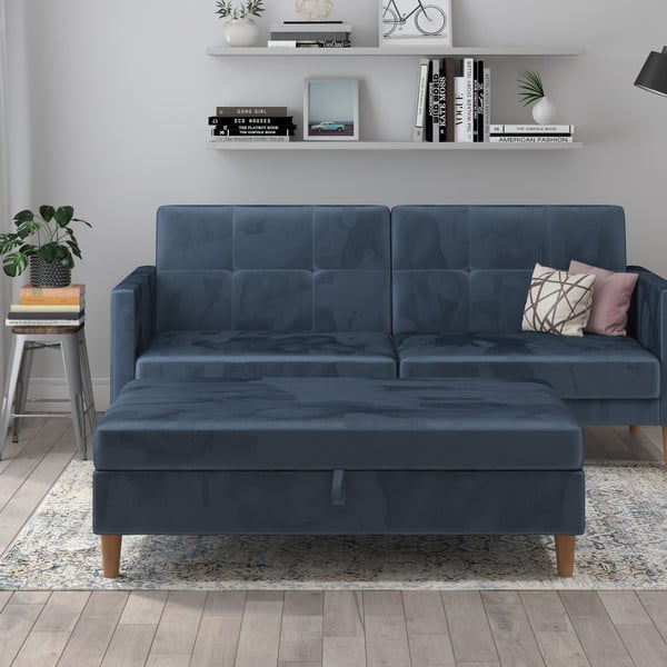 Modrá sametová podnožka Lilly – Støraa-image-1