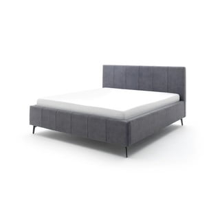 Antracitová čalouněná dvoulůžková postel s úložným prostorem s roštem 180x200 cm Lizzano – Meise Möbel
