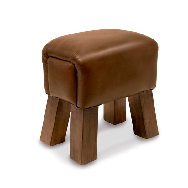 Kožená stolička z mahagonového dřeva Moycor Leron