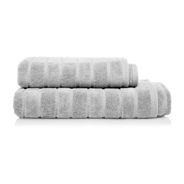 Set šedé osušky a ručníku z bavlny Maison Carezza Siena