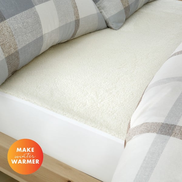 Krémové prostěradlo z mikroplyše 135x190 cm – Catherine Lansfield-image-1