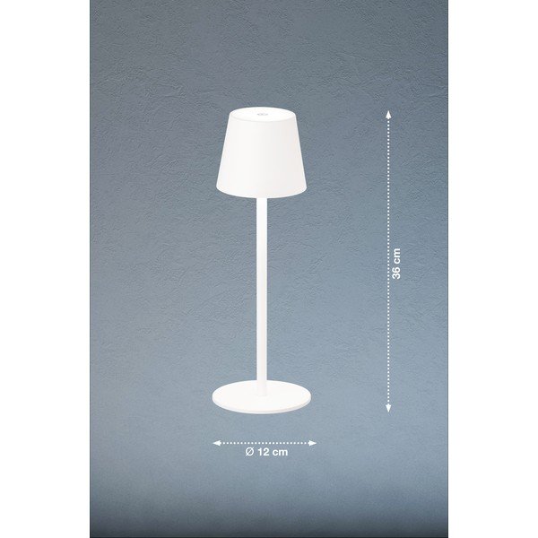 Bílá LED stmívatelná stolní lampa se senzorem pohybu a s kovovým stínidlem (výška 38 cm) Tropea – Fischer & Honsel-image-3