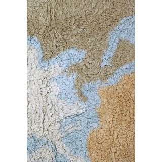 Modro-béžový pratelný ručně tkaný bavlněný dětský hrací koberec 70x100 cm Mini Worldmap – Lorena Canals