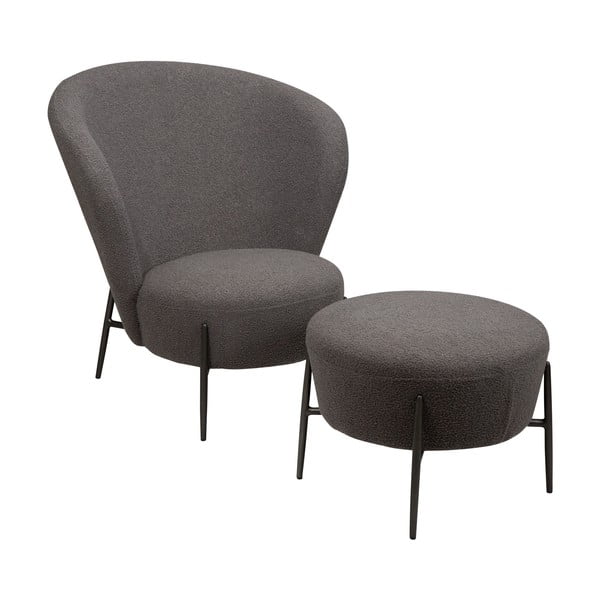 Šedé křeslo z textilie bouclé Orbit – DAN-FORM Denmark-image-3