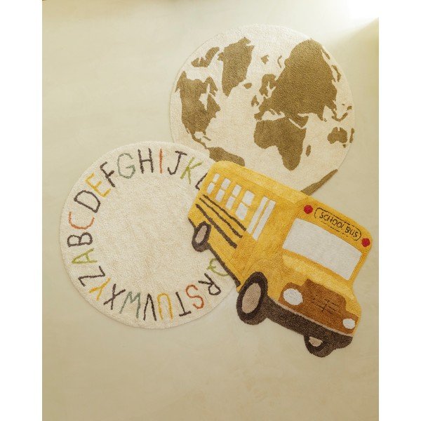 Okrově žlutý pratelný/ručně tkaný bavlněný dětský koberec 90x130 cm School Bus – Lorena Canals-image-1
