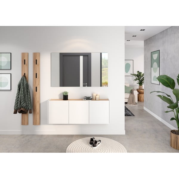 Bílá závěsná skříňka v dekoru dubu 138x52x25 cm Libbiano – Germania-image-1