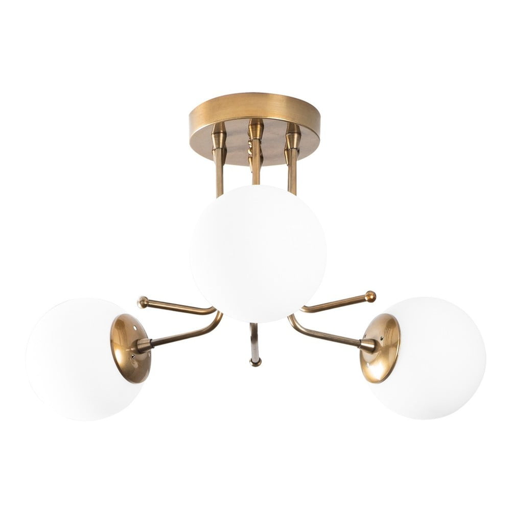 Stropní svítidlo v bílo-zlaté barvě se skleněným stínidlem ø 15 cm Daisy – Opviq lights