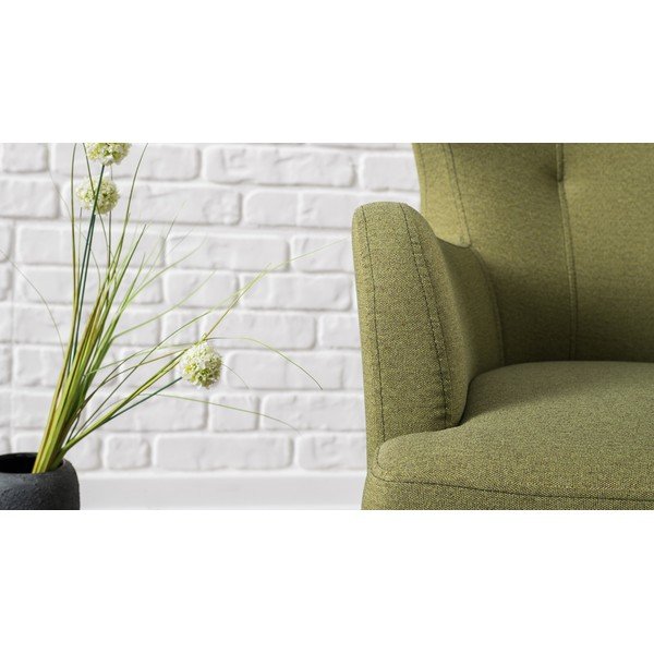 Olivově zelené křeslo ušák Balcab Home Jane-image-4