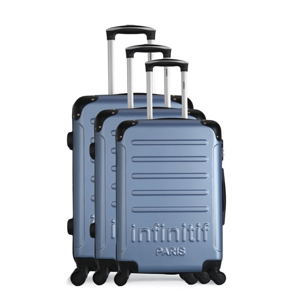 Sada 3 světle modrých cestovních kufrů na kolečkách Infinitif Horten-A