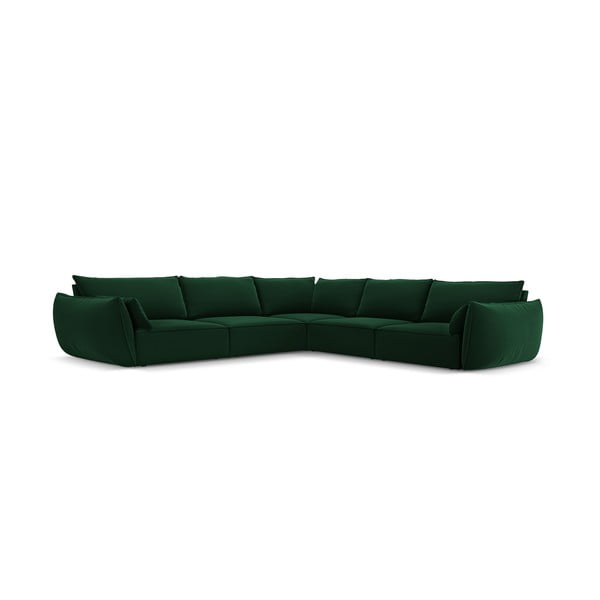 Tmavě zelená sametová rohová pohovka Vanda – Mazzini Sofas-image-2