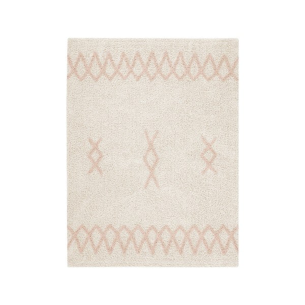 Růžovo-krémový pratelný ručně tkaný bavlněný koberec 120x160 cm Atlas Natural – Lorena Canals