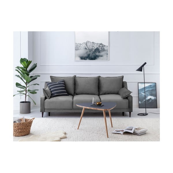 Šedá sametová rozkládací pohovka s úložným prostorem Mazzini Sofas Freesia, 215 cm-image-4