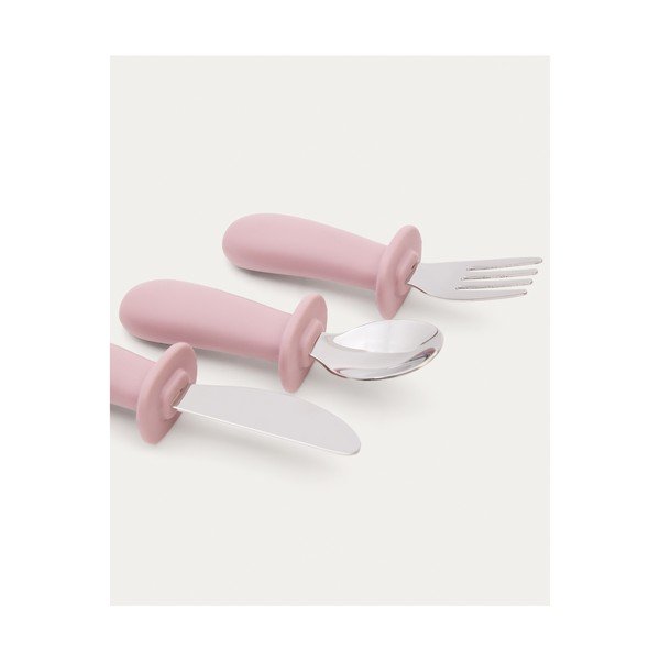 Růžový plastový/ze silikonu dětský příbor 3 ks Lili – Kave Home-image-4