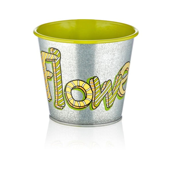 Kovová váza se zeleným detailem The Mia Fower, výška 11 cm