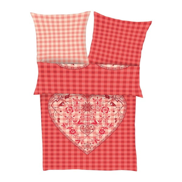 Povlečení Fine Flannel Red Heart, 140x200 cm