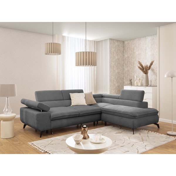 Šedá žinylková rohová pohovka (pravý roh/do L) Marbeya  – Ropez-image-1