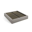 Světle šedá čalouněná dvoulůžková postel s úložným prostorem s roštem 140x200 cm Simon – Micadoni 