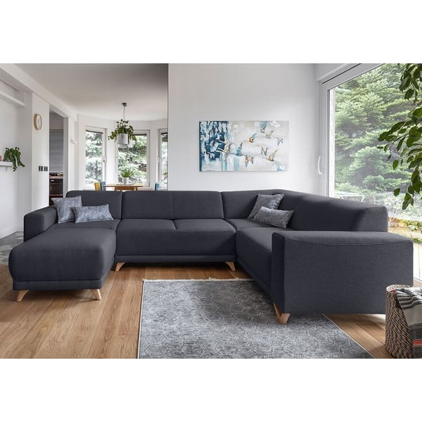 Antracitová rozkládací/s úložným prostorem rohová pohovka (pravý roh/do "U") Classy Sophie – Miuform-image-1