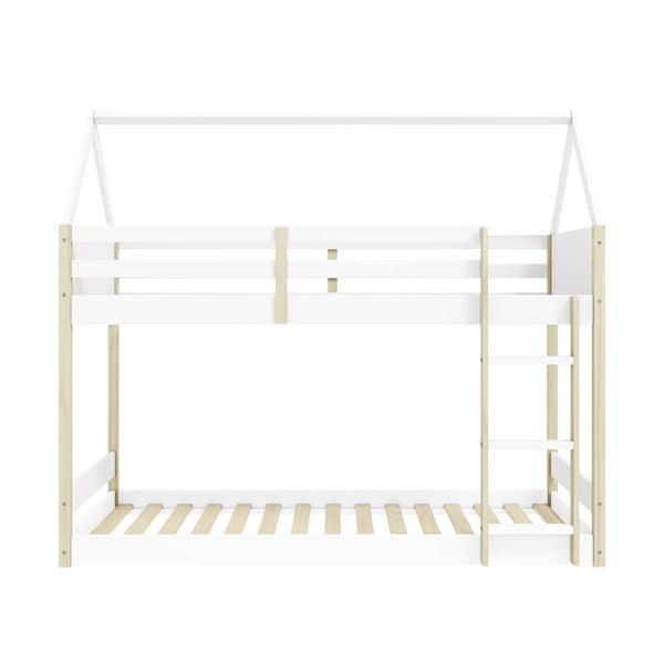Domečková patrová dětská postel v bílo-přírodní barvě 90x190 cm Valka – Marckeric-image-3