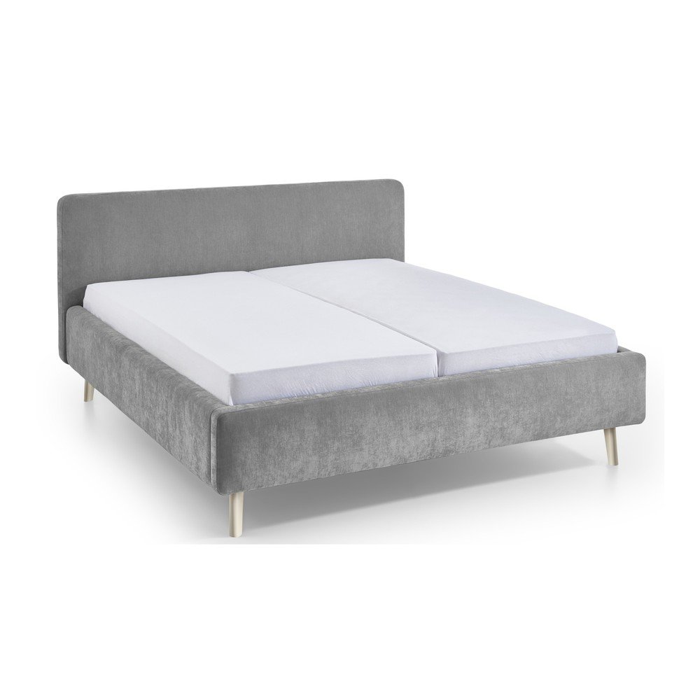 Grey upholstered double bed without slats 160x200 cm Mattis – Meise Möbel