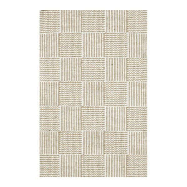 Bílo-béžový ručně tkaný koberec Linie Design Chess, 50 x 80 cm