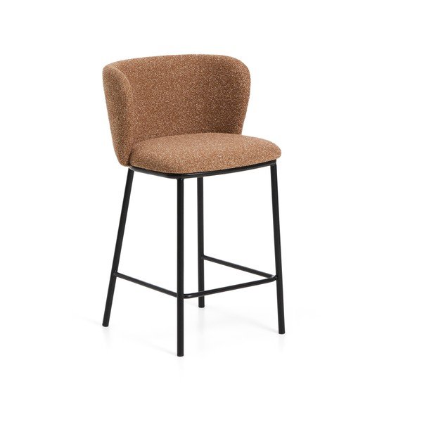 Čalouněná barová židle v terakotové barvě (výška sedáku 65 cm) Ciselia – Kave Home
