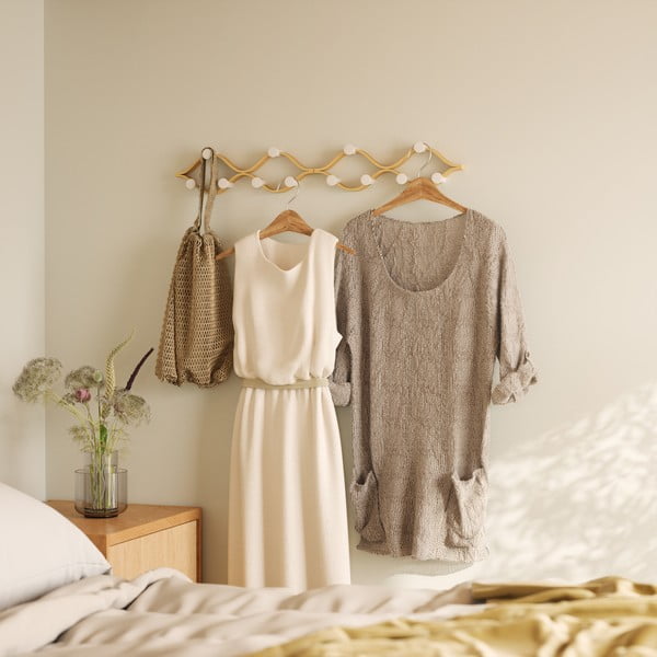 Nástěnný věšák z kaučukového dřeva v přírodní barvě Montage – Umbra-image-3