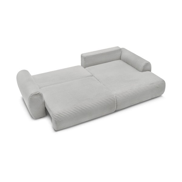 Světle šedá manšestrová rozkládací rohová pohovka (pravý roh) Lucien – Bobochic Paris-image-4