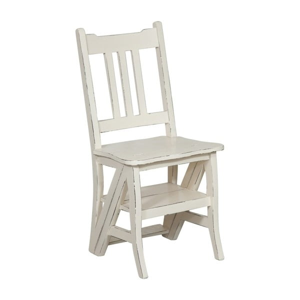 Bílá židle z mahagonového dřeva a skládací žebřík v jednom Biscottini Claudia