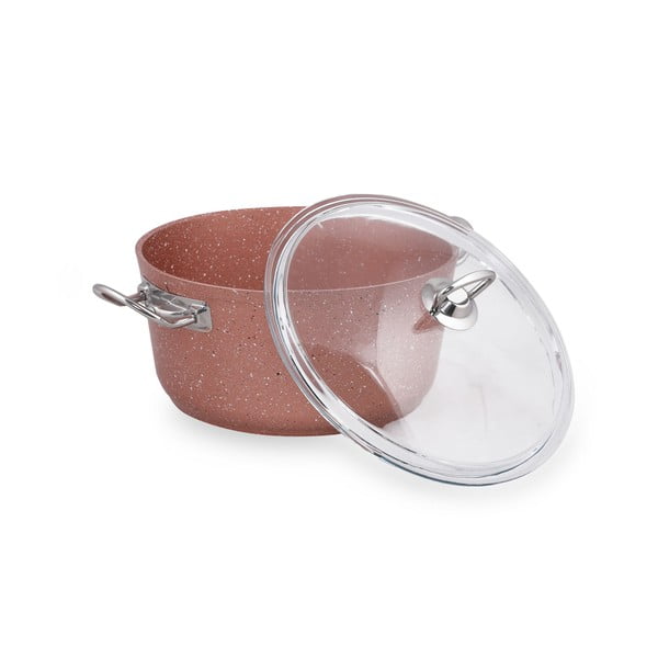 Růžový hliníkový hrnec s poklicí Güral Porselen Classic, ø 24 cm-image-3