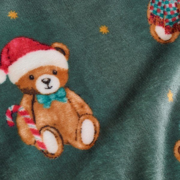 Tmavě zelená deka s vánočním motivem 170x130 cm Christmas Tartan Teddy Bear – Catherine Lansfield-image-3
